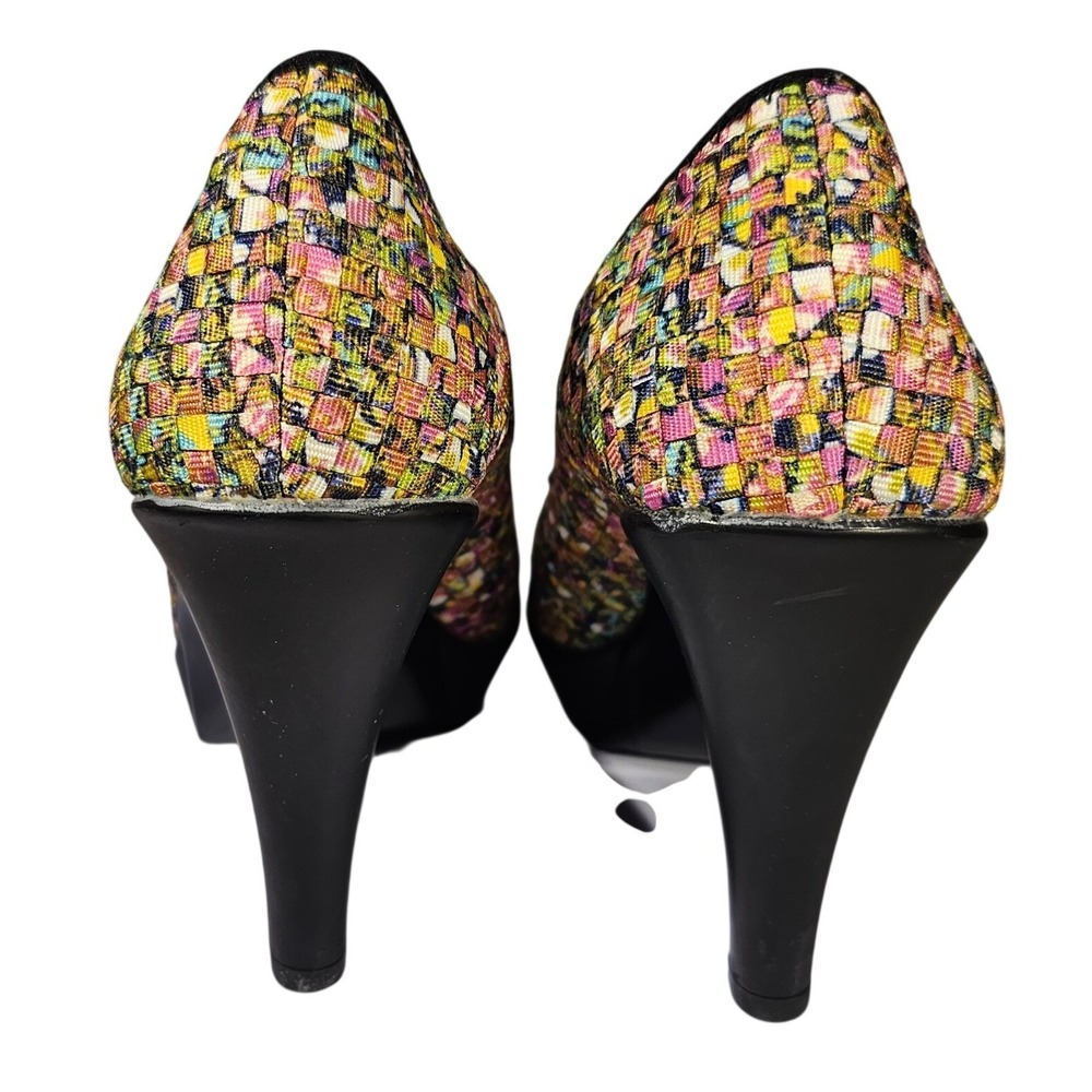 Bernie Mev Legend Jewels Multi Color Woven Platform Pumps Heels Women 38 7.5 New - Picture 3 of 12